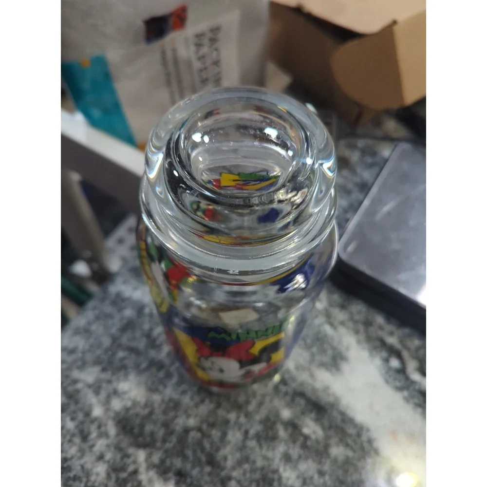 Vintage Disney Anchor Hocking Mickey Minnie Donald Cookie/ Candy Glass Jar & Lid
